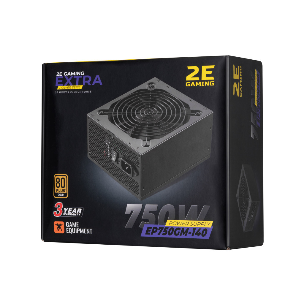 Блок живлення 2E GAMING EXTRA POWER (750W), >90, 80+ Gold, 140mm, 1xMB 24pin(20+4), 1xCPU 8pin(4+4), 4xMolex, 6x (2E-EP750GM-140) - зображення 10