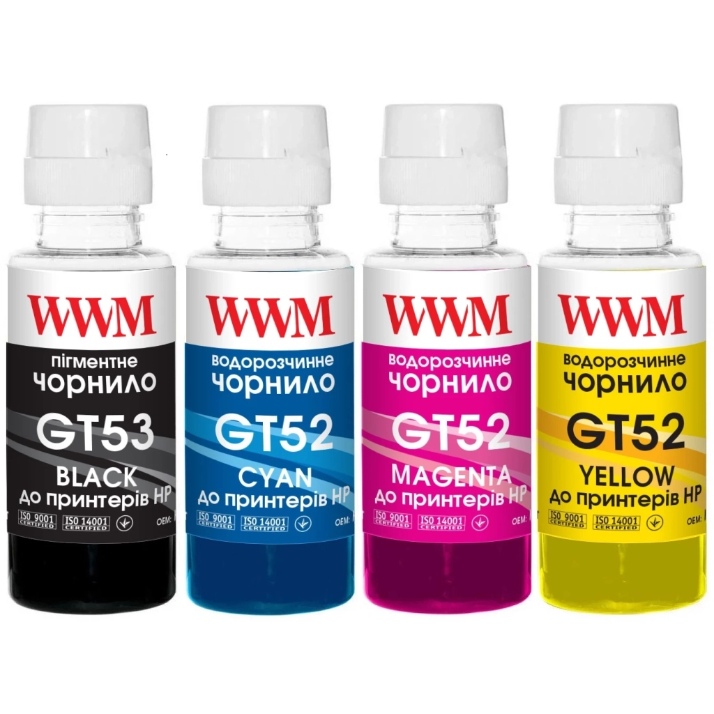 Чорнило WWM HP GT52/53, 4х100г (B/C/M/Y) для Ink Tank 115/315/319 (GT53SET) - зображення 1