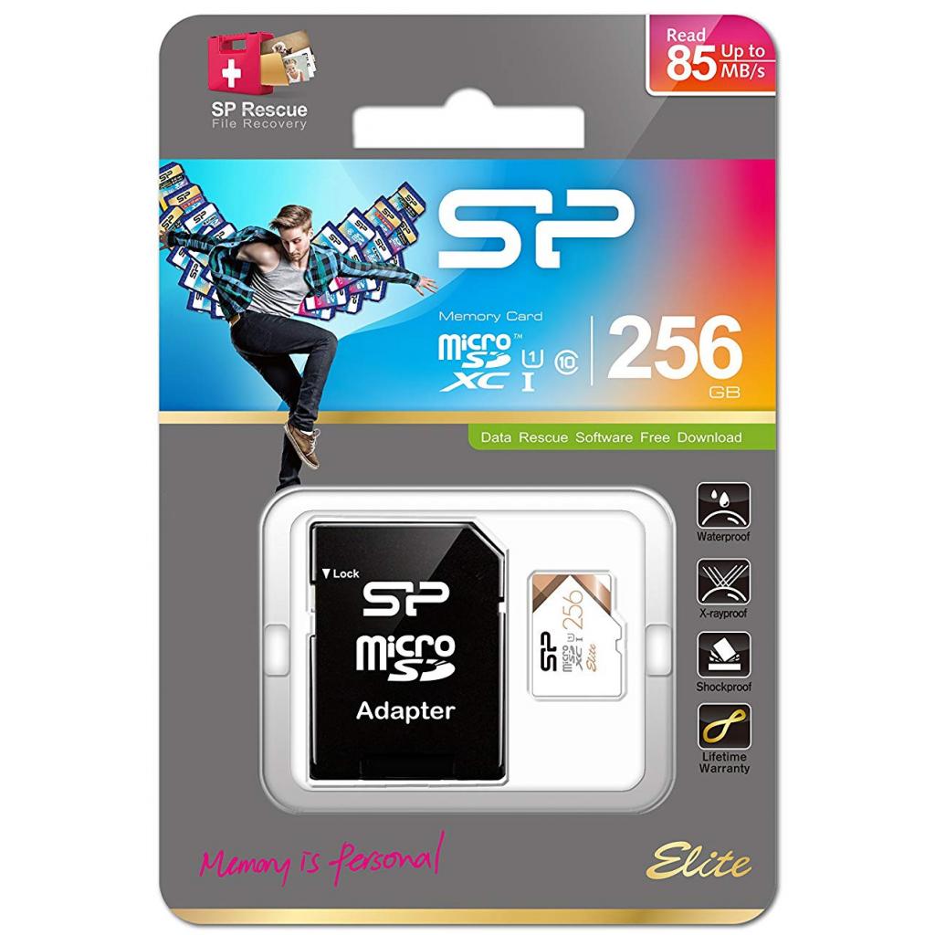 Карта пам'яті Silicon Power 256Gb microSDXC Class 10 UHS-I U1 Elite + adapter (SP256GBSTXBU1V21SP) - зображення 1