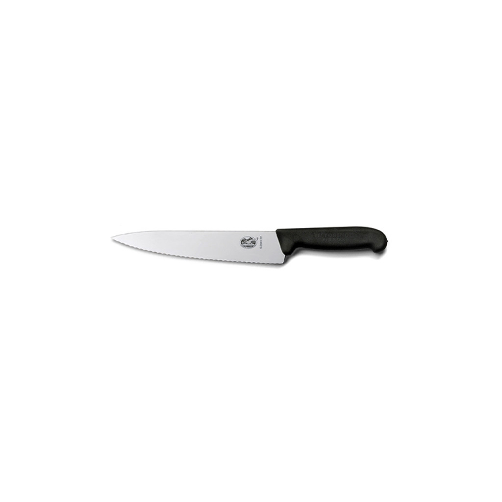 Кухонний ніж Victorinox Fibrox розділювальний 25 см, хвилясте лезо, чорний (5.2033.25) - зображення 1
