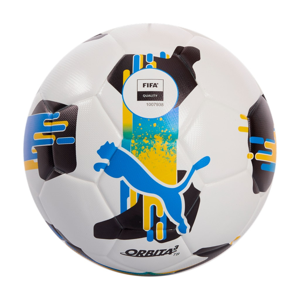 М'яч футбольний Puma Orbita UPL (FIFA Quality) 084595-01 білий, чорний, жовтий, блакитний 5 (4067982253028) - изображение 2