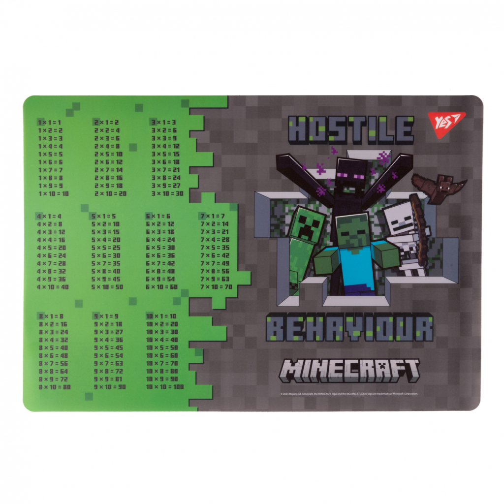 Підкладка настільна Yes А3 Minecraft Heroes з підказками таблиця множення (492249) - изображение 1