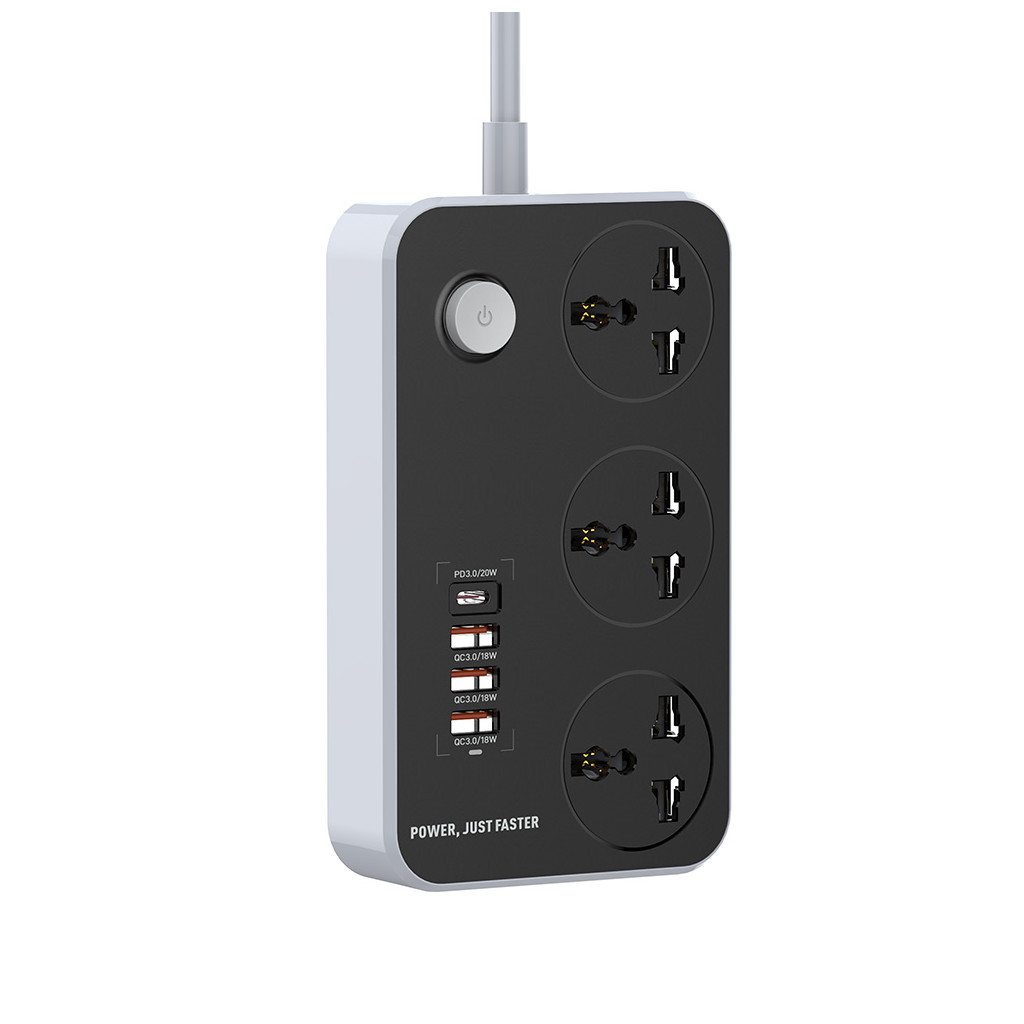 Мережевий фільтр живлення ColorWay CW-CHU34PDB, 3 розетки / 4USB Black 2M - зображення 2