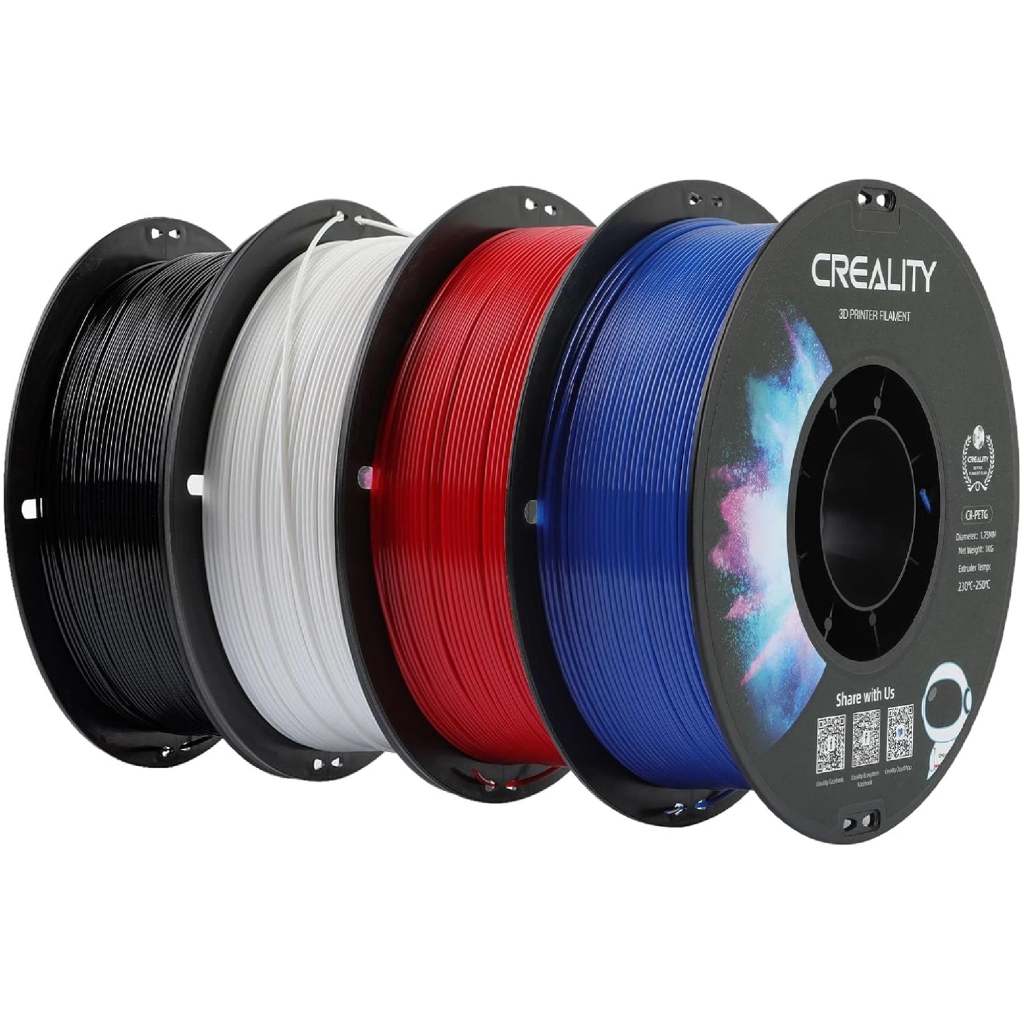 Пластик для 3D-принтера Creality PETG 1.75мм, black+white+red+blue, 4x1кг (3301030084) - зображення 1
