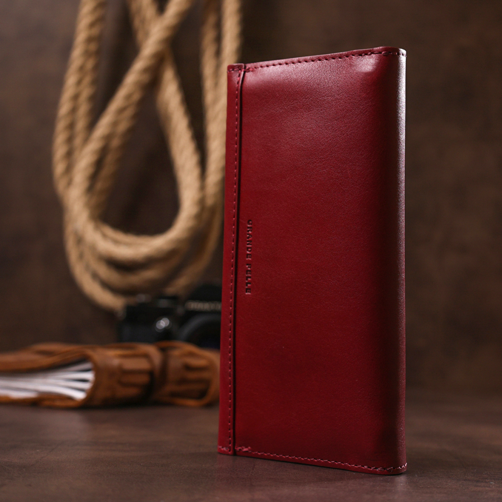 Гаманець Grande Pelle Шкіряний Бордовий (11576) - зображення 9