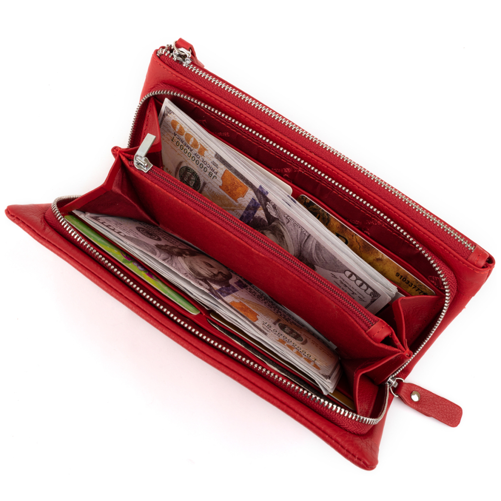 Гаманець ST Leather Зі шкіри з кишенею для мобільного Червоний (19315) - зображення 5