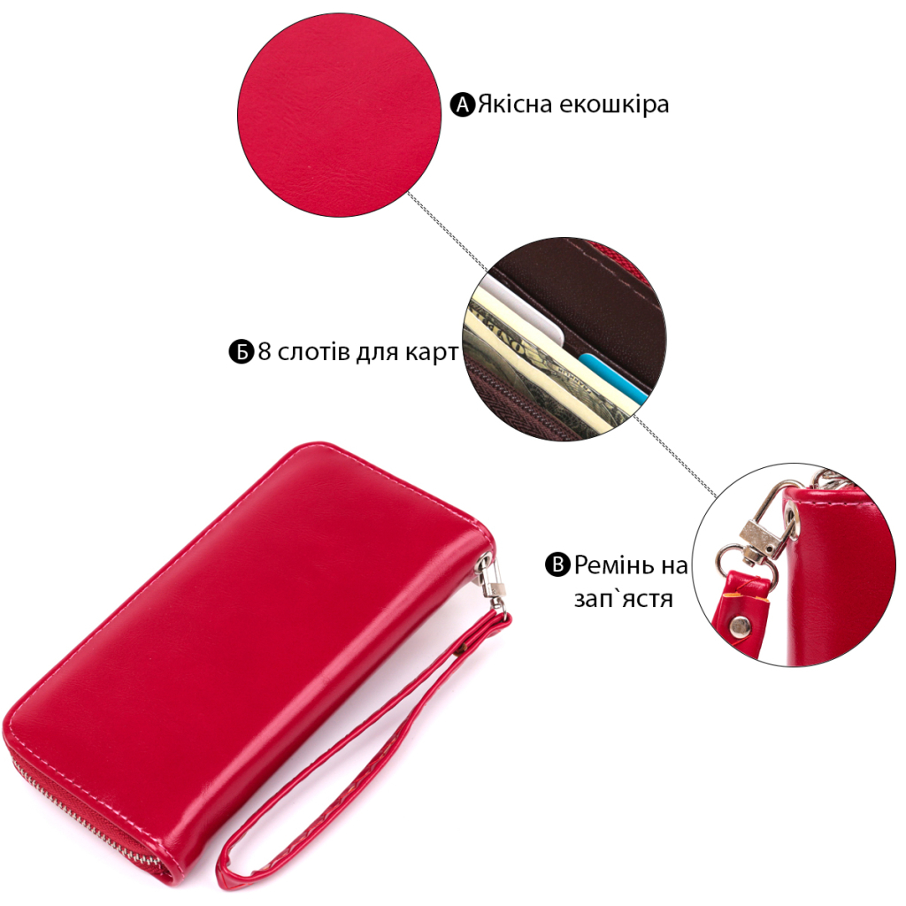 Гаманець Kivi З екошкіри Рожевий (19037) - зображення 5