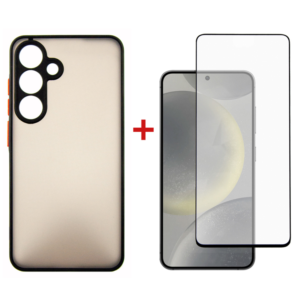 Чохол до мобільного телефона Dengos Samsung Galaxy S24 Matte + glass Black (DG-KM-109) - зображення 1