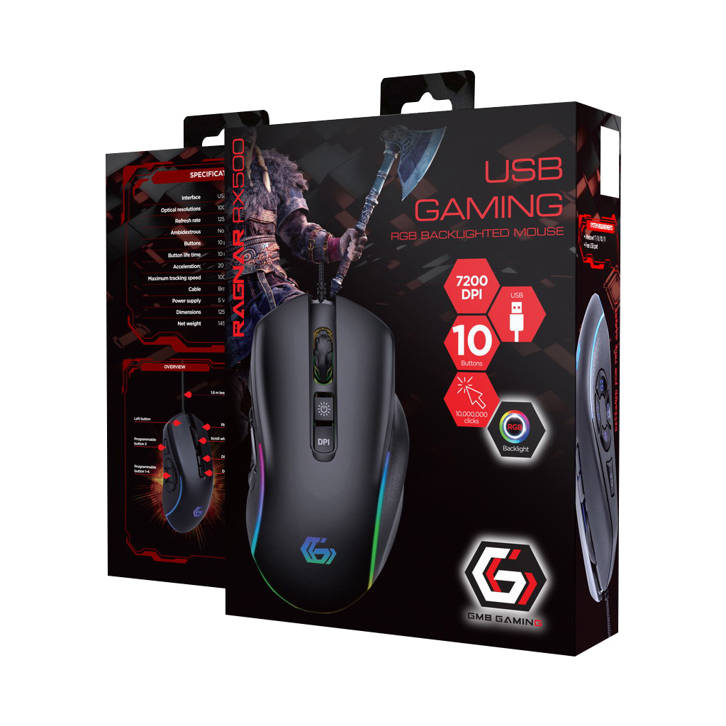 Мишка Gembird Ragnar RX500 USB RGB Black (MUSG-RAGNAR-RX500) - зображення 4