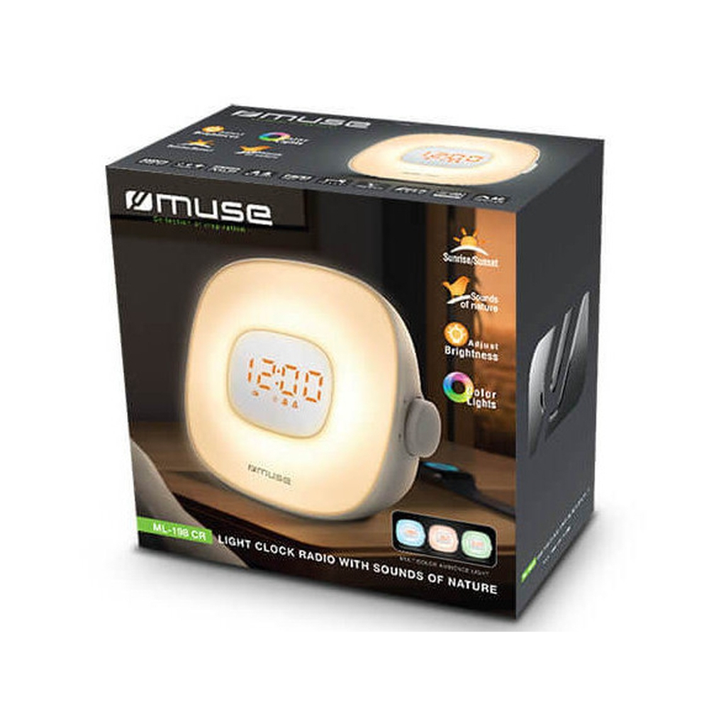 Настільний годинник Muse Радіо-годинник з USB білий (ML-198 CR) - зображення 6