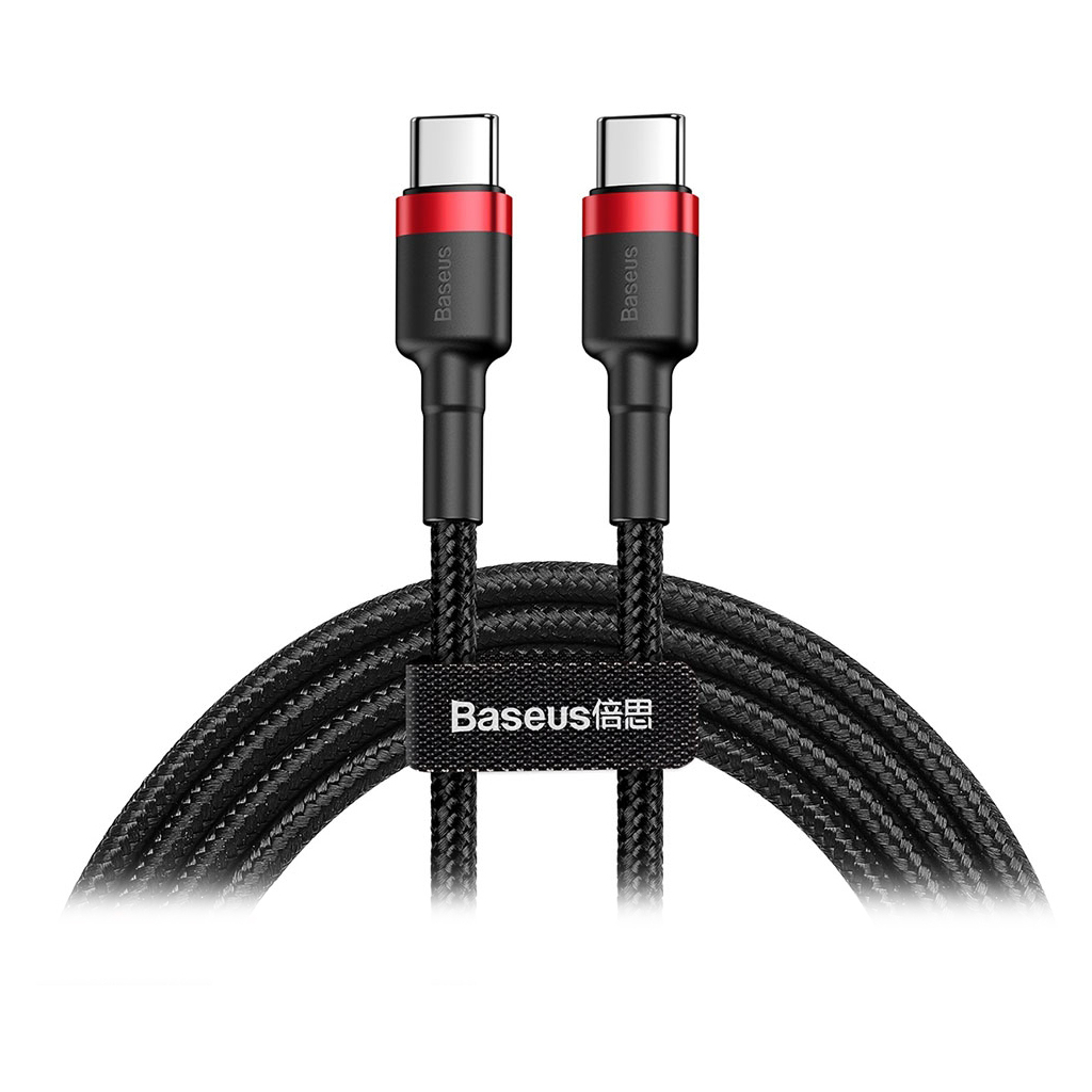 Дата кабель USB-C to USB-C 2.0m USB 3.1 3A red-black Baseus (CATKLF-H91) - зображення 1