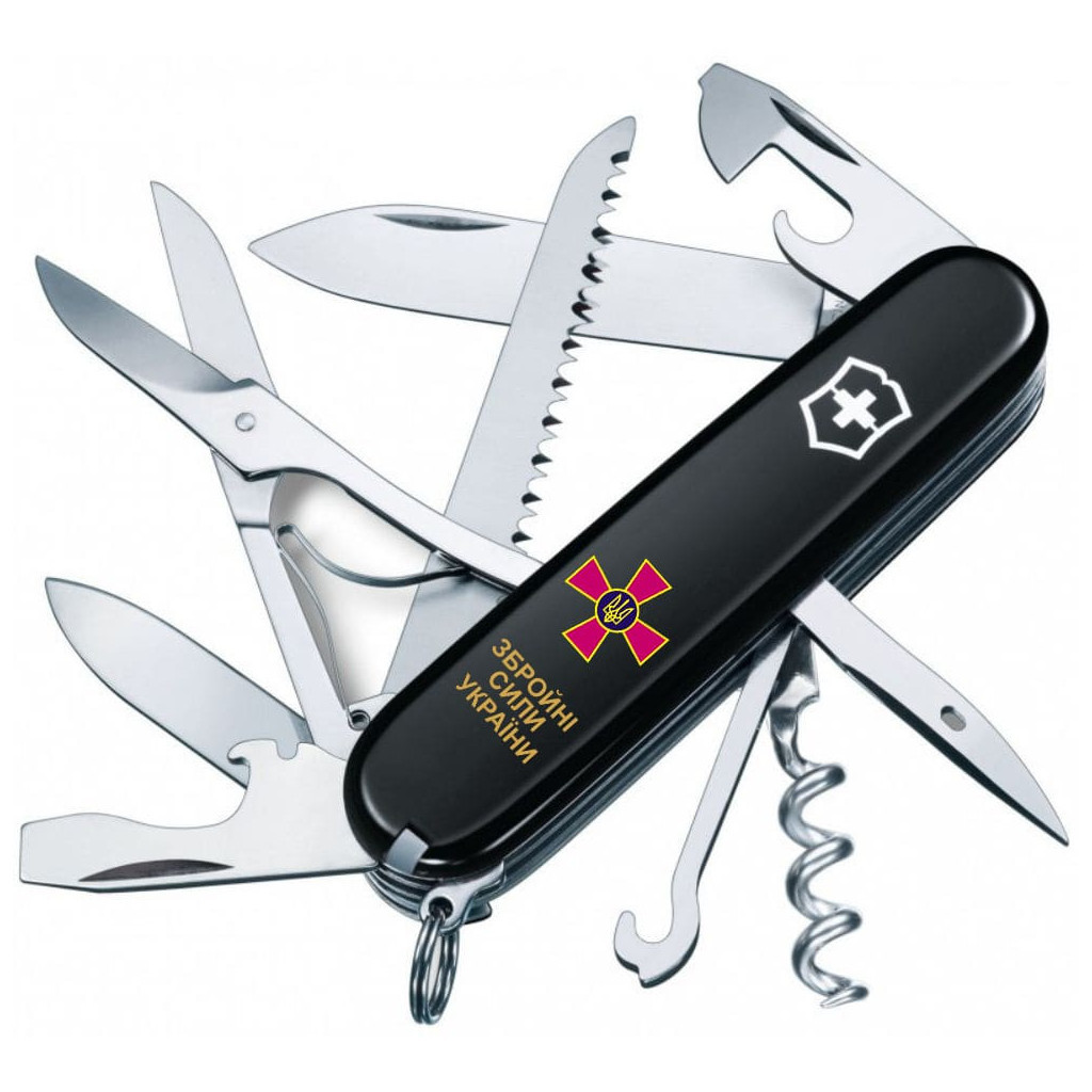 Ніж Victorinox Huntsman Army 91 мм Чорний Емблема ЗСУ + Напис ЗСУ (1.3713.3_W1011u) - зображення 1
