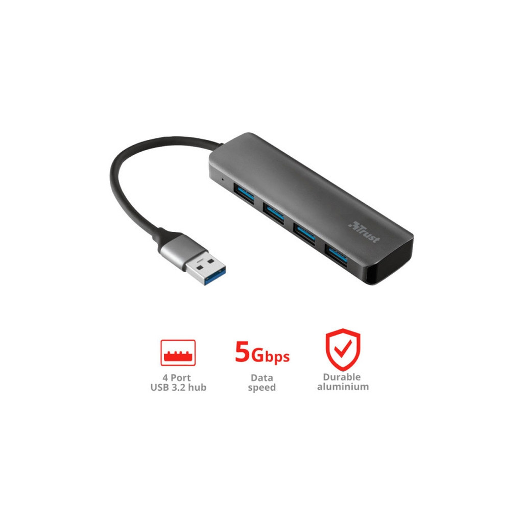 Концентратор Halyx 4-Port USB-A 3.2 Grey Trust (24947_TRUST) - изображение 8