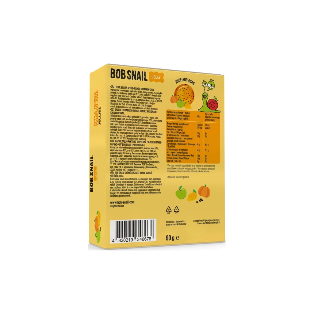 Мармелад Bob Snail Манго, гарбуз, чіа 90 г (1740882) - изображение 4