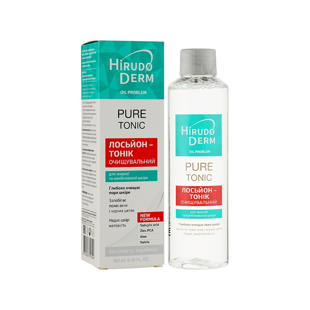 Лосьйон для обличчя Біокон Hirudo Derm Oil Problem Pure Tonic Очищувальний 180 мл (4820008319029) - зображення 2