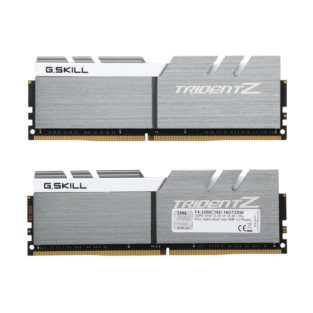 Модуль пам'яті для комп'ютера DDR4 16GB (2x8GB) 3200 MHz Trident Z Silver H/ White G.Skill (F4-3200C16D-16GTZSW) - зображення 2