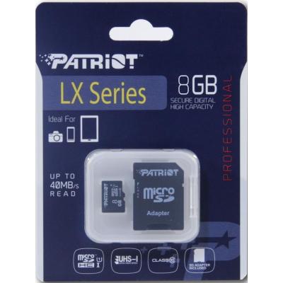 Карта пам'яті Patriot 8GB microSD class 10 UHS-I (PSF8GMCSDHC10) - зображення 2