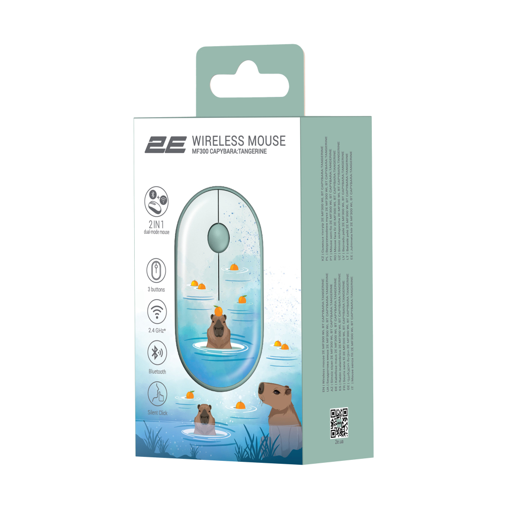 Мишка 2E MF300 CAPYBARATANGERINE Silent Wireless/Bluetooth Green (2E-MF300WCAPIBARAGN) - зображення 6