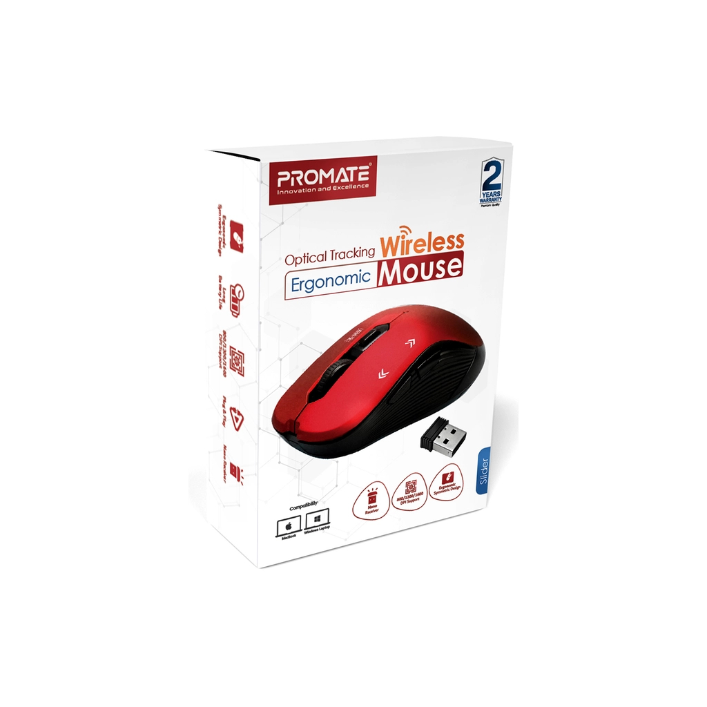 Мишка Promate Slider Wireless Red (slider.red) - зображення 2