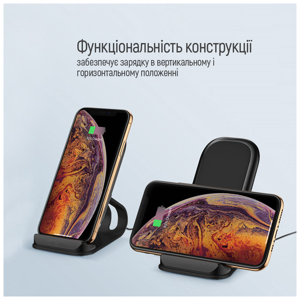 Зарядний пристрій ColorWay Wireless Stand 15W Black (CW-CHW31Q-BK) - зображення 6