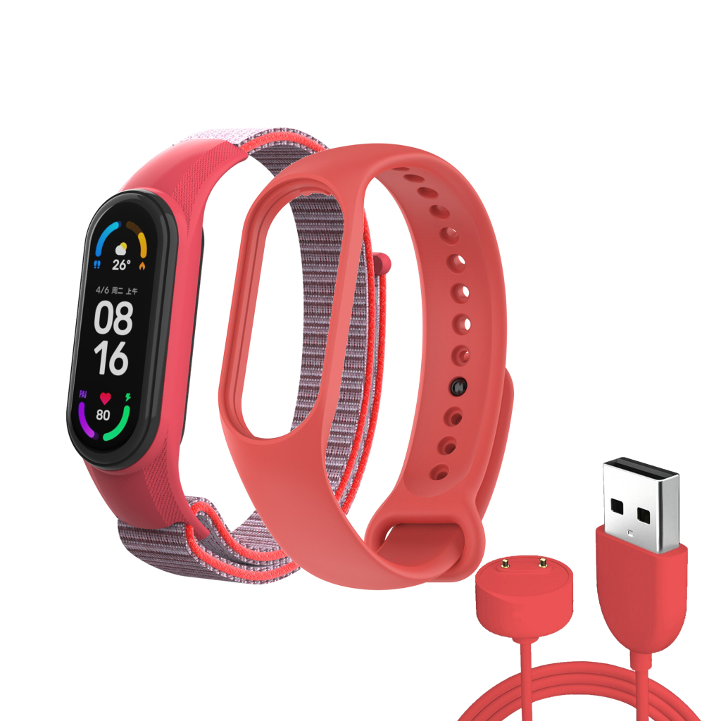 Ремінець до фітнес браслета Armorstandart комплект 3шт Xiaomi Mi Band 7/6/5 New Style Red (ARM77038) - изображение 1