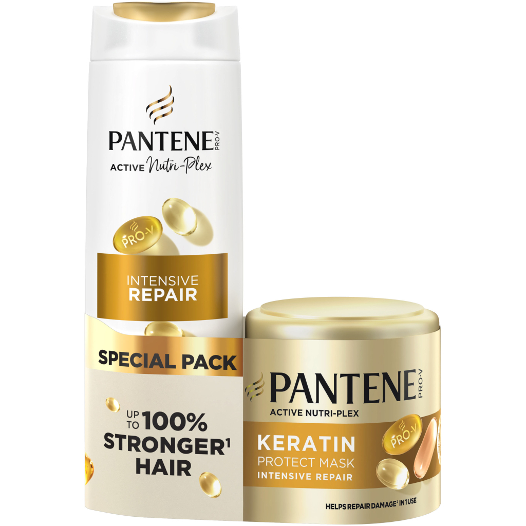 Набір косметики Pantene Pro-V Інтенсивне відновлення Шампунь 400 мл + Маска для волосся з кератином 300 мл (8700216867030) - picture 1