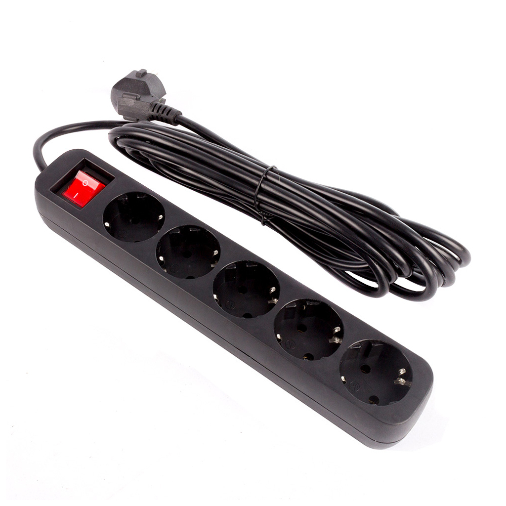 Мережевий фільтр живлення ColorWay CW-PSEA55BK, 5 розеток/ 5M black (CW-PSEA55BK) - зображення 4