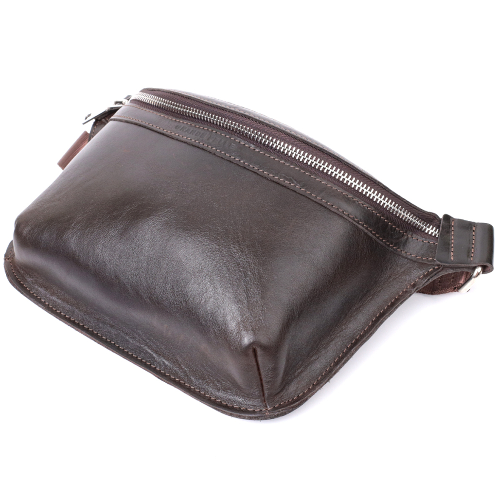 Сумка Grande Pelle Бананка з натуральної шкіри Коричнева (22814) - зображення 7