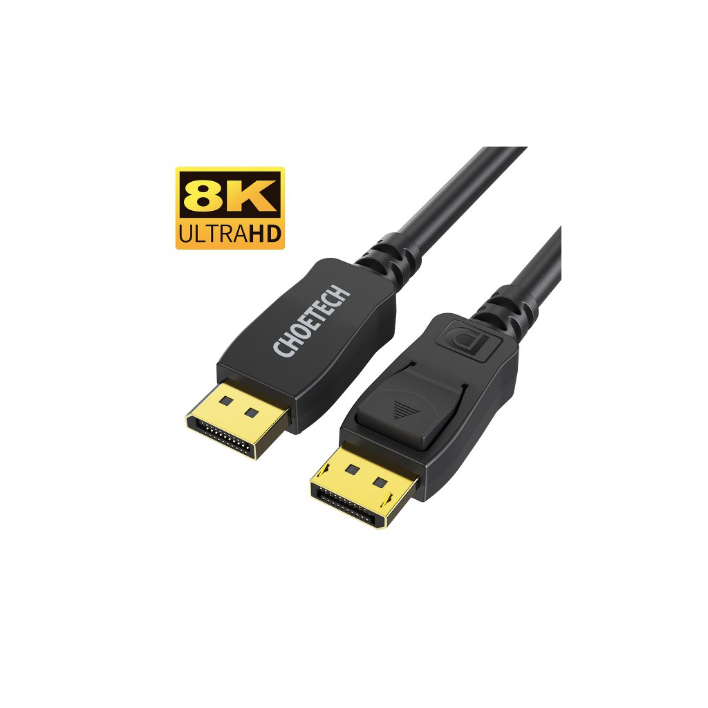 Кабель мультимедійний Display Port to Display Port 2.0m V1.4 8K 60Hz Choetech (XDD01-BK) - зображення 1