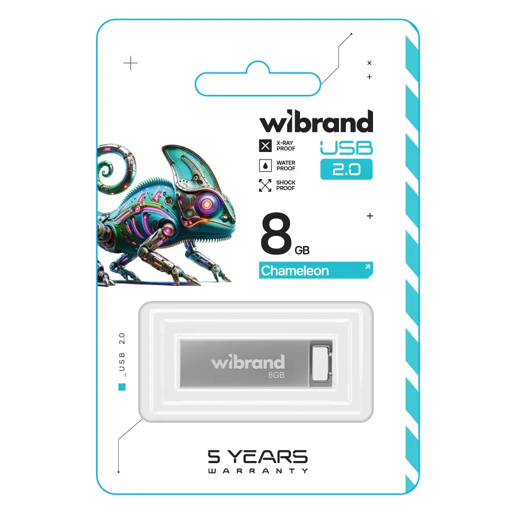 USB флеш накопичувач Wibrand 8GB Chameleon Silver USB 2.0 (WI2.0/CH8U6S) - зображення 2