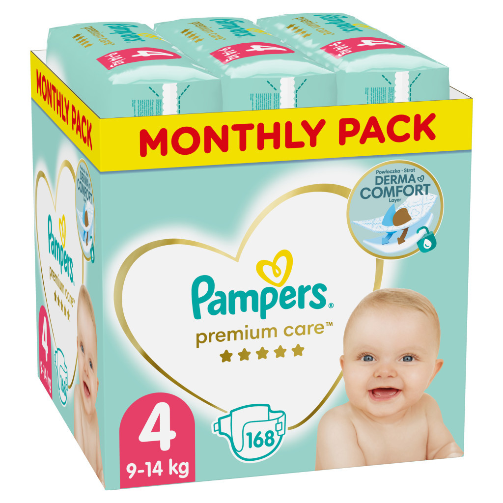 Підгузки Pampers Premium Care Maxi Розмір 4 (9-14 кг) 168 шт (8001090379511) - зображення 1