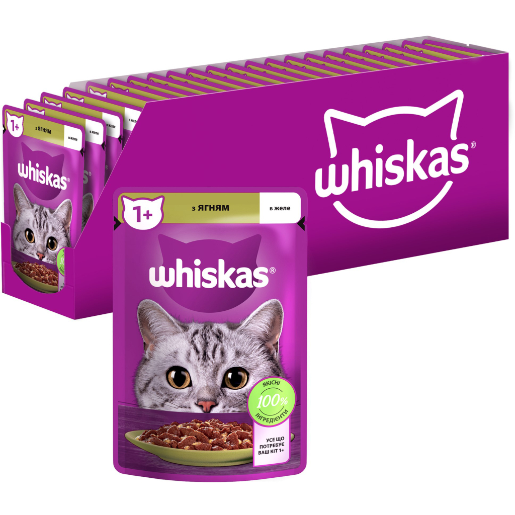 Вологий корм для кішок Whiskas Ягня в желе 85 г (5900951302176) - зображення 1