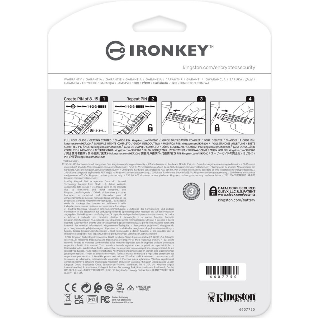 USB флеш накопичувач Kingston 16GB IronKey Keypad 200 Blue USB 3.2 (IKKP200/16GB) - изображение 7