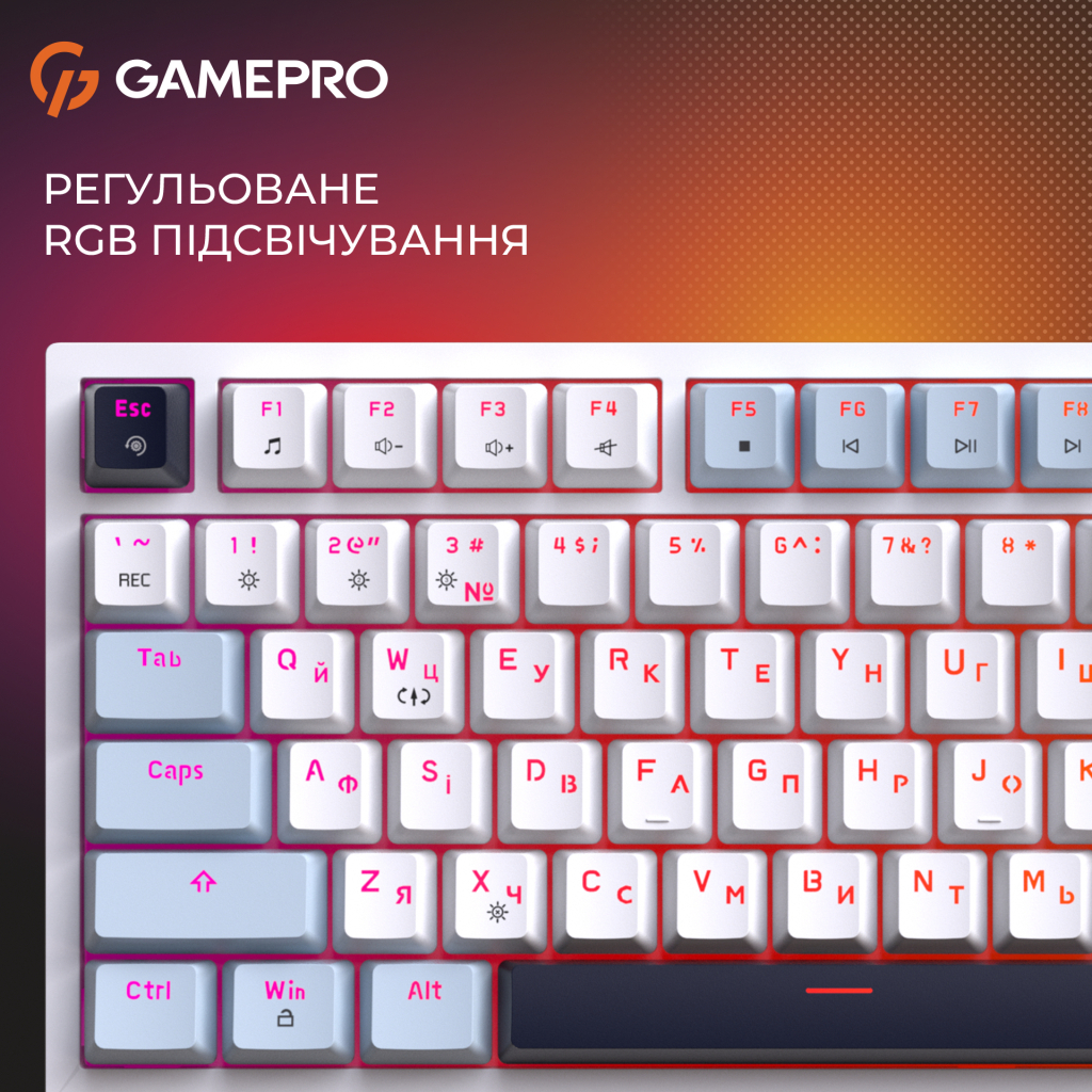 Клавіатура GamePro Genesis Warden MK160BL Outemu Swithes USB White (MK160BL) - зображення 6