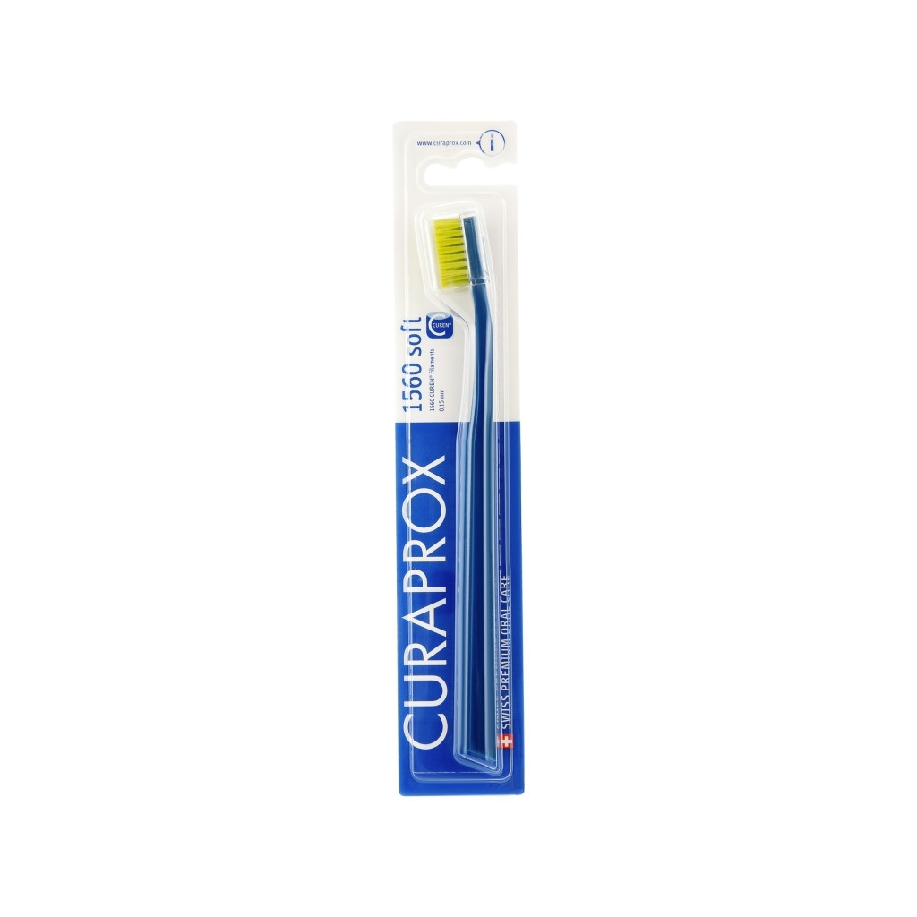 Зубна щітка Curaprox CS 1560 Soft М'яка D 0.15 мм Синя із салатовою щетиною (CS 1560-03) - зображення 1