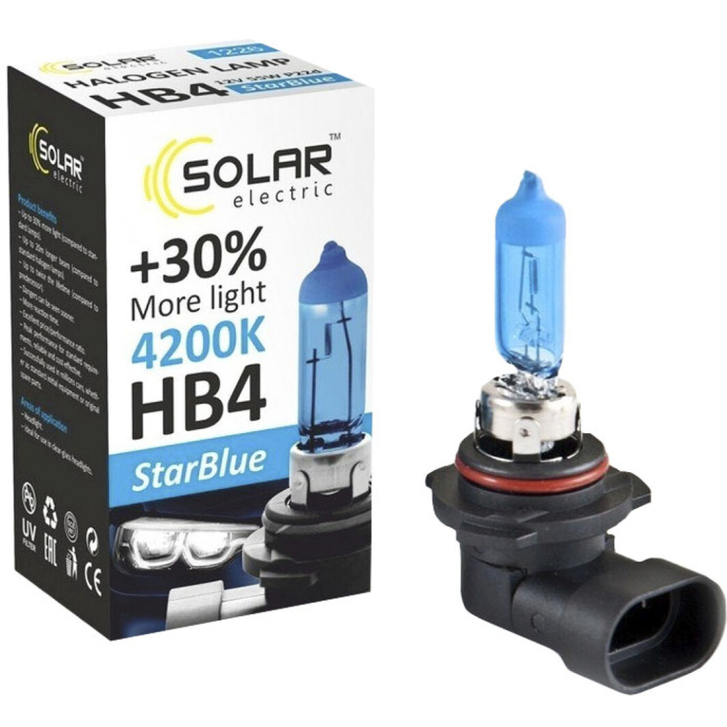 Автолампа SOLAR HB4 12V 55W P22d StarBlue 4200K (1226) - зображення 2