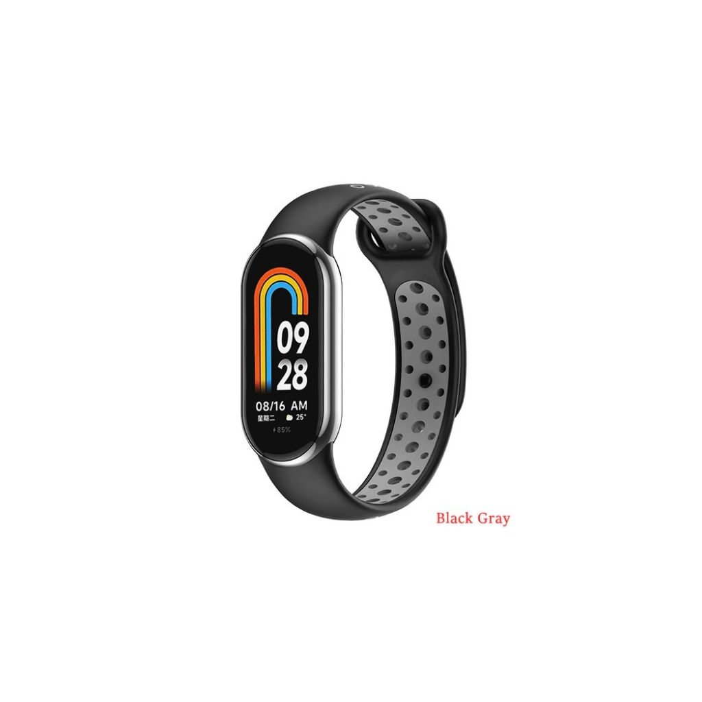 Ремінець до фітнес браслета BeCover Vents Style для Xiaomi Mi Smart Band 8 Black-Gray (709415) - изображение 1