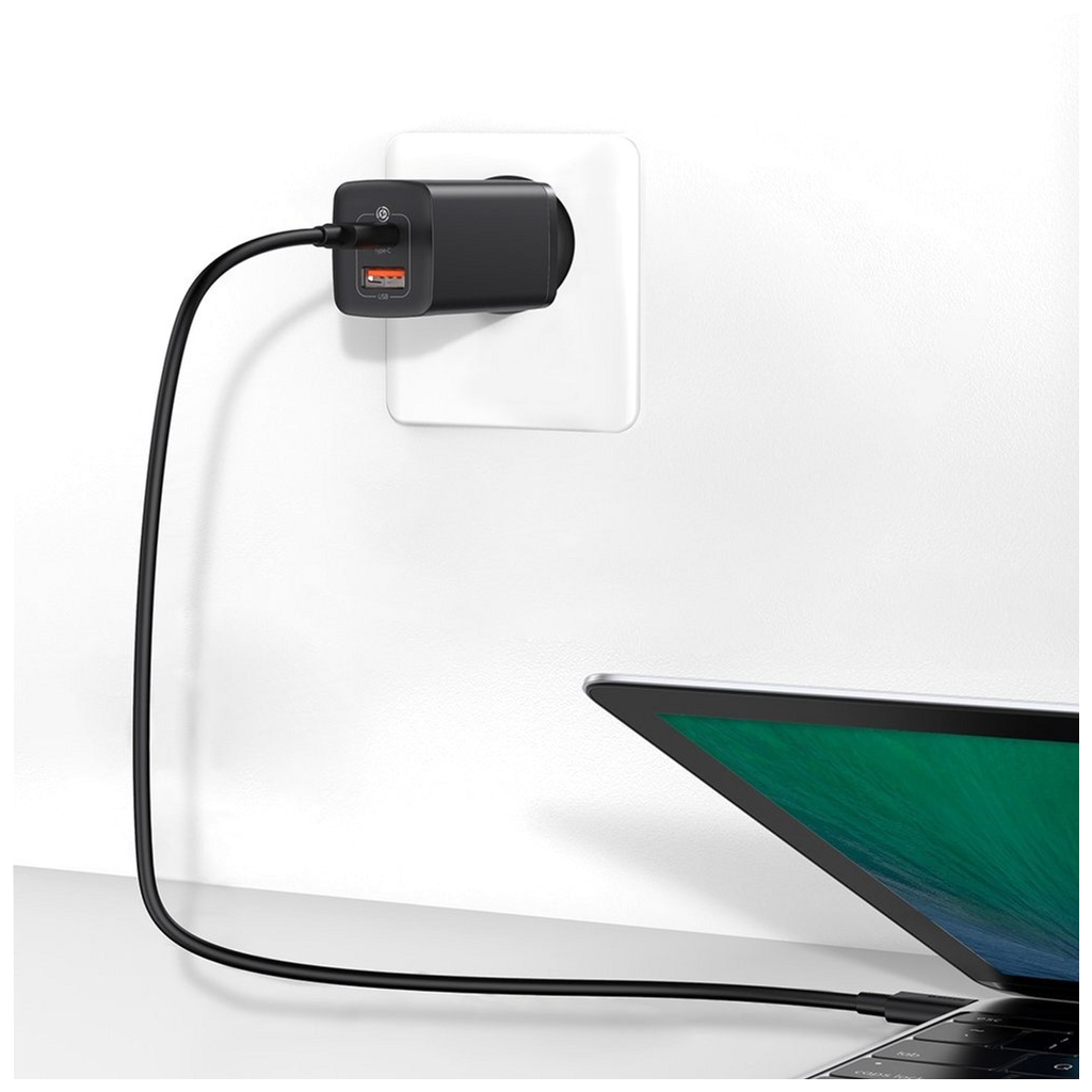 Зарядний пристрій Baseus 2xUSB 65W GaN (USB-C+USB-A) black (CCGAN2L-B01) - зображення 9