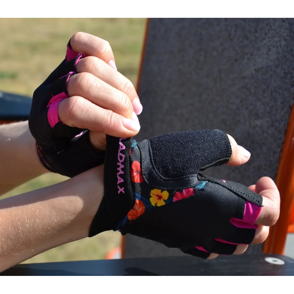Рукавички для фітнесу MadMax MFG-770 Flower Power Gloves Black/Pink S (MFG-770_S) - зображення 9