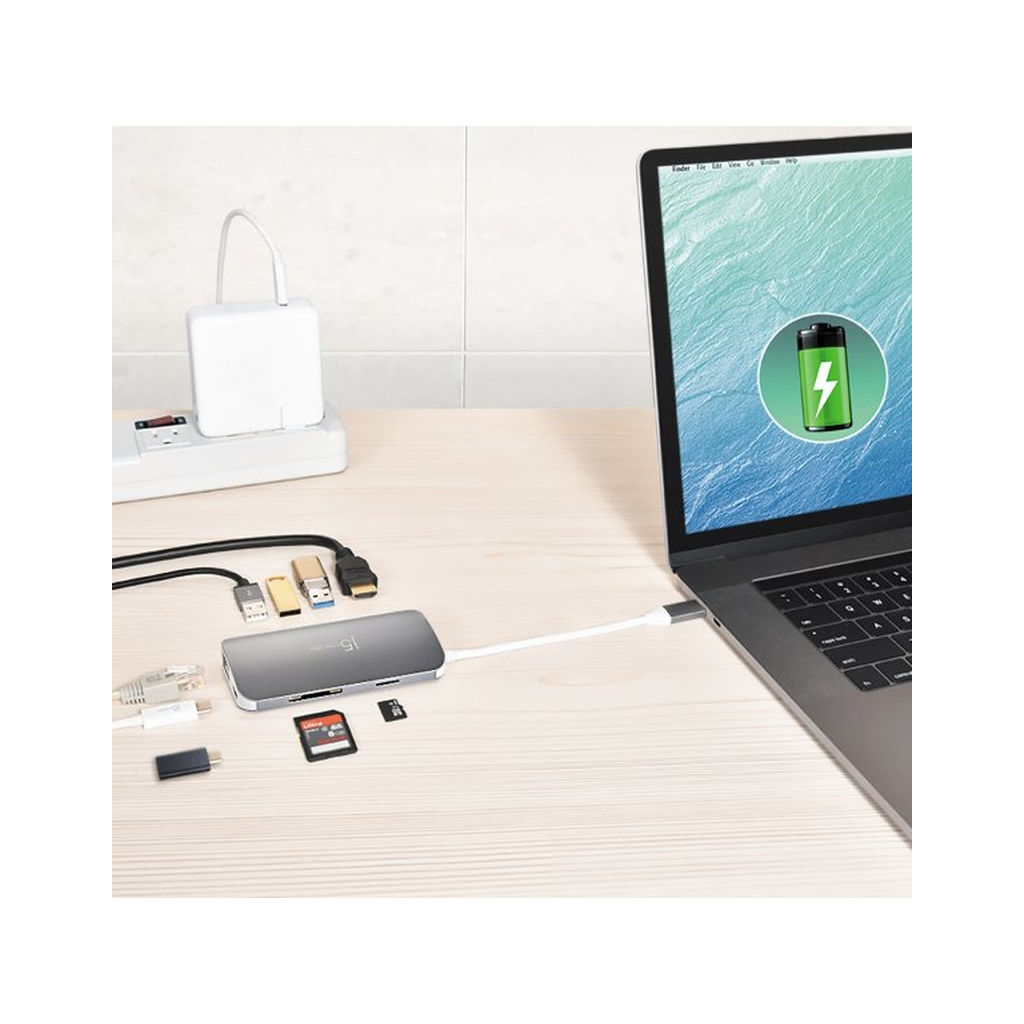 Порт-реплікатор J5create Dock-Station USB-C 9-in-1 (хаб/HDMI/PD/картридер) (JCD383-N) - зображення 7