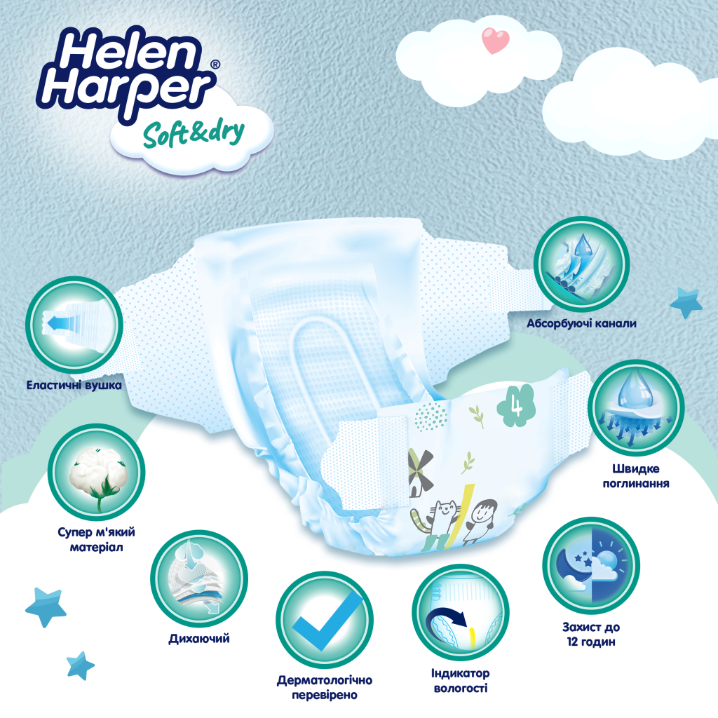 Підгузки Helen Harper Soft&Dry New Maxi Розмір 4 (9-14 кг) 62 шт (2316776) - зображення 2
