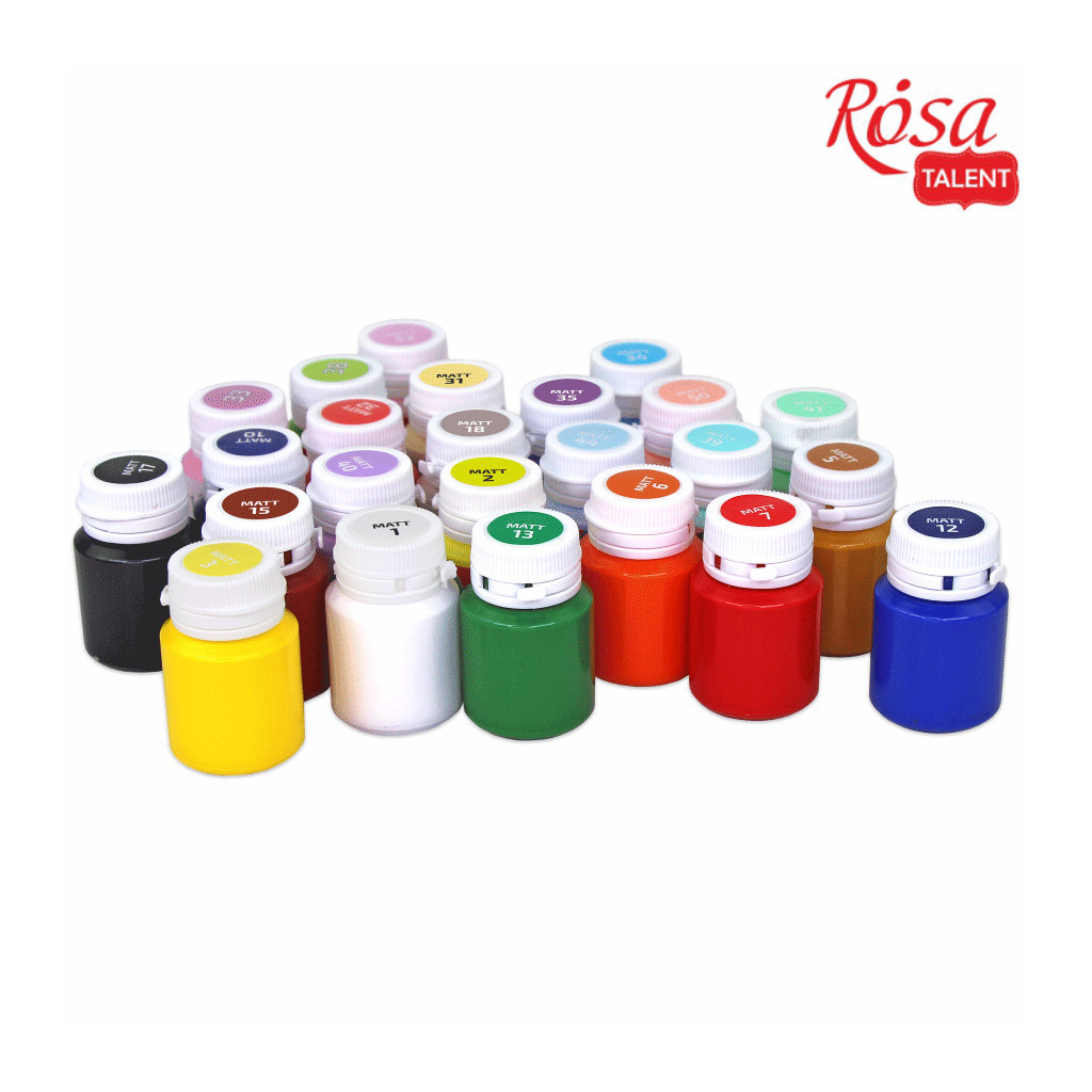Акрилові фарби Rosa для декору матові 24 кол по 20 мл (4823098523963) - изображение 4