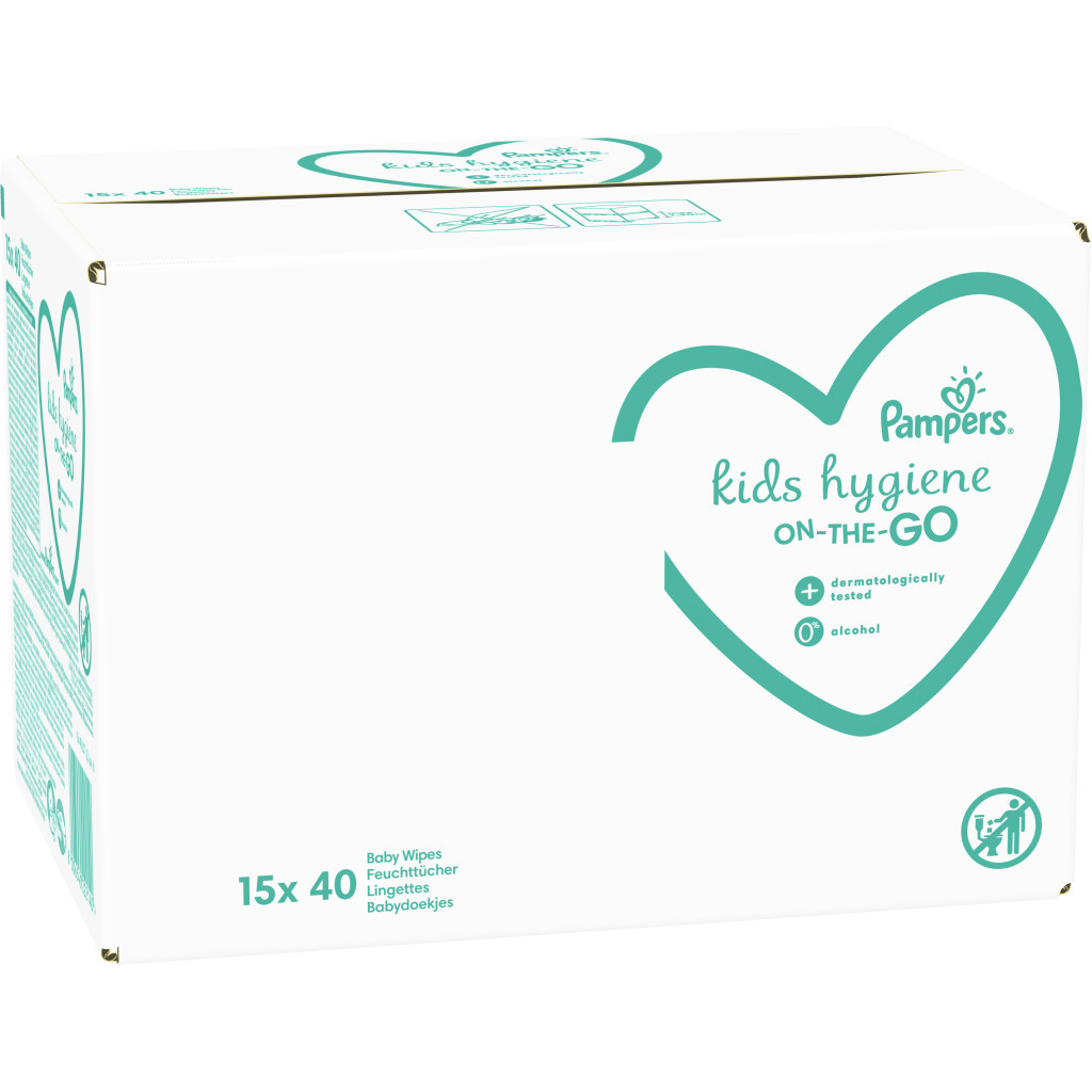 Дитячі вологі серветки Pampers Kids Hygiene On-the-go 15х40 шт (8006540222140) - зображення 3