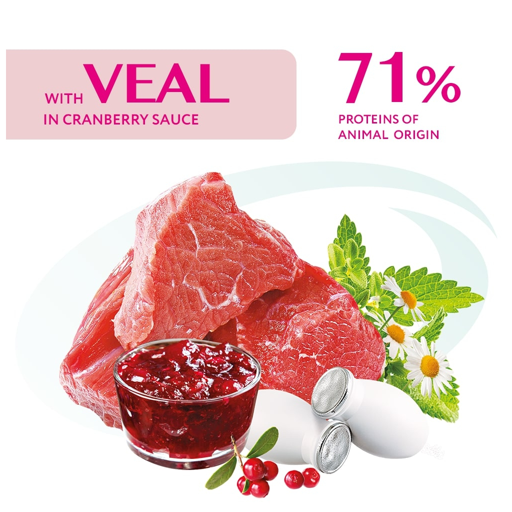 Вологий корм для кішок Optimeal зі смаком телятини в журавлинному соусі 85 г (4820083905438) - зображення 2