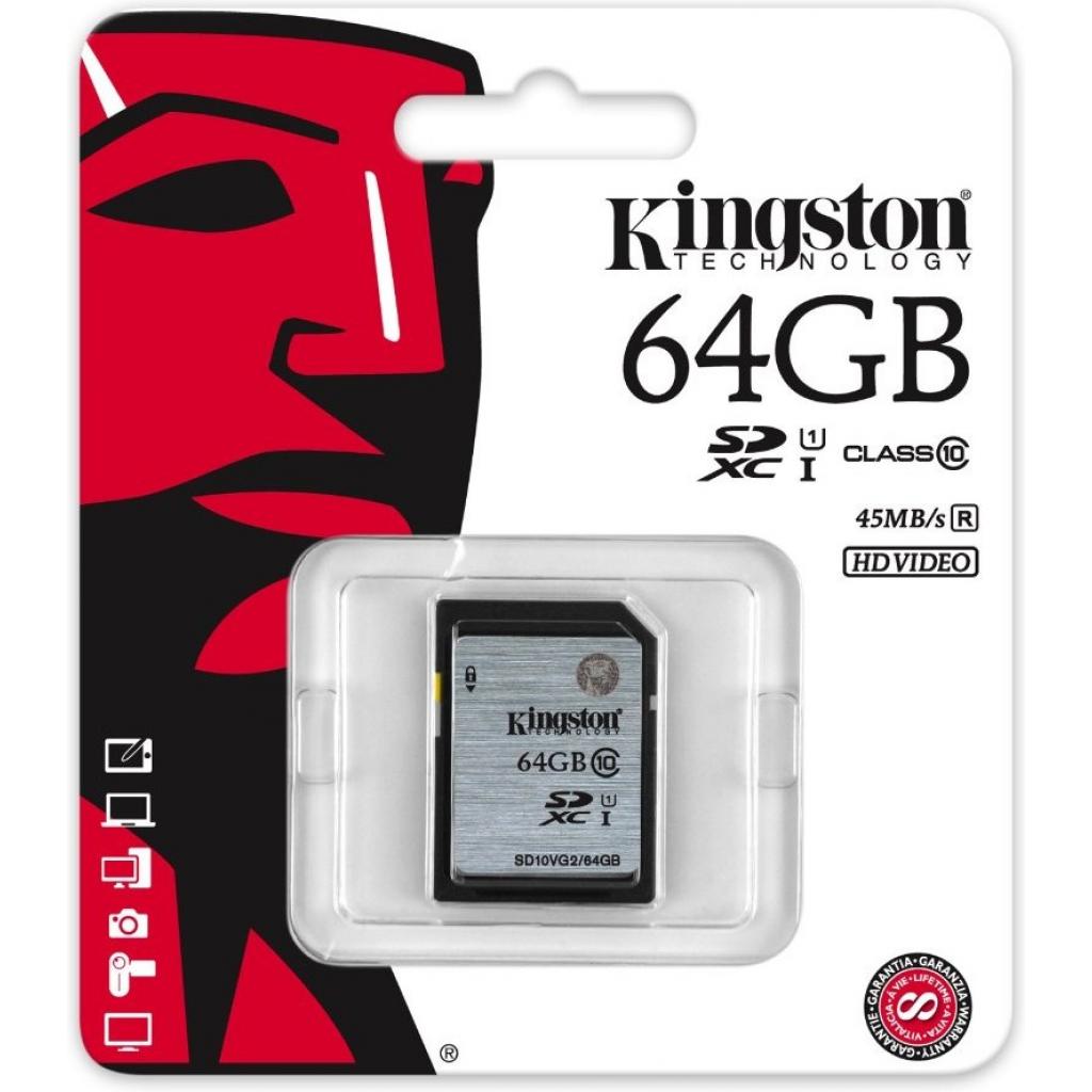 Карта пам'яті Kingston 64GB SDXC Class10 UHS-I (SD10VG2/64GB) - зображення 3