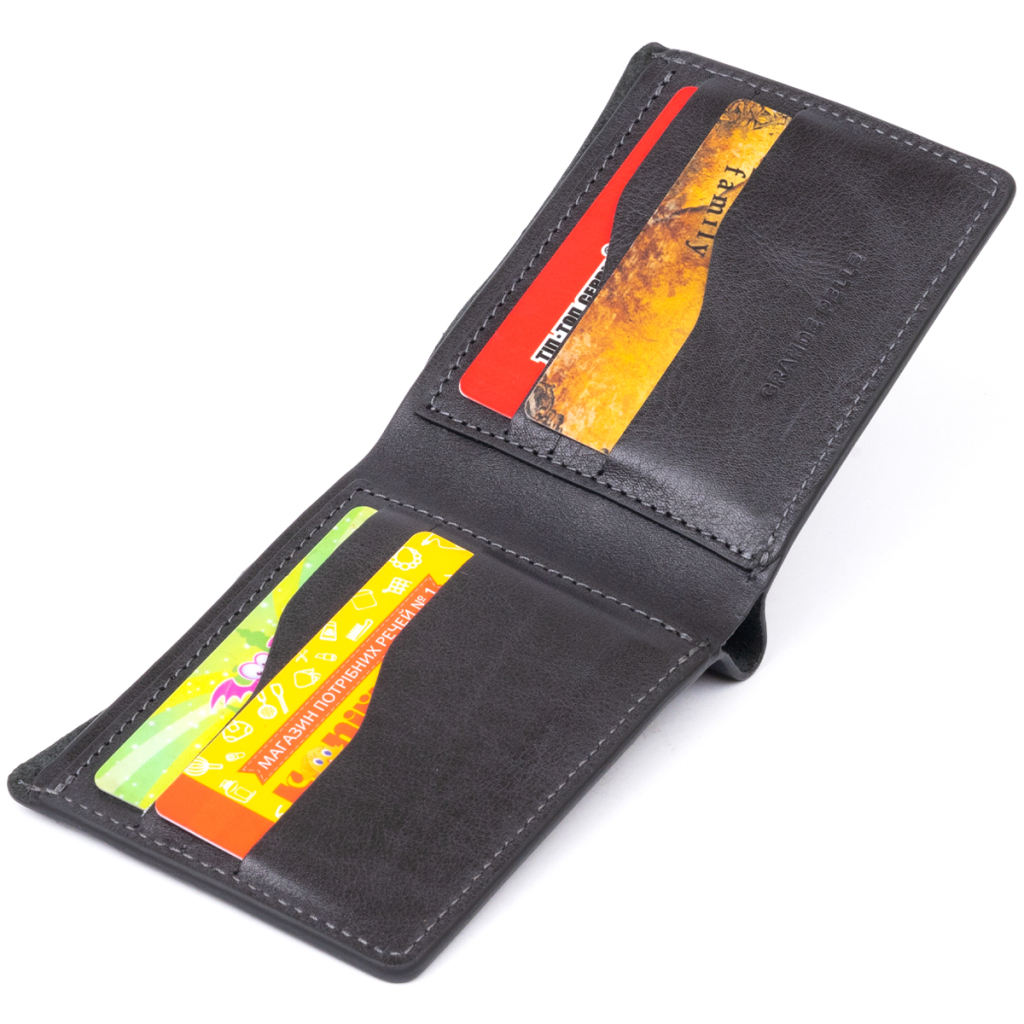 Портмоне Grande Pelle У гладкій шкірі Чорне (11311) - зображення 6