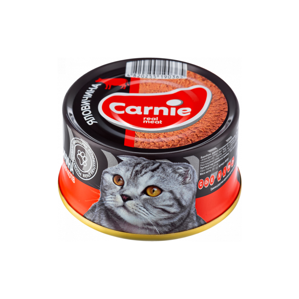 Паштет для котів Carnie м'ясний з яловичиною 90 г (4820255190464) - изображение 1