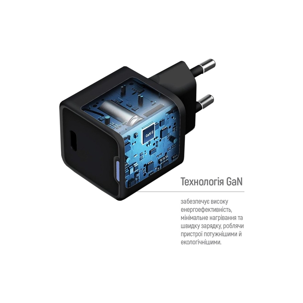 Зарядний пристрій ColorWay GaN Mini 25W PD Port PPS USB-C black (CW-CHS052PD-BK) - зображення 8