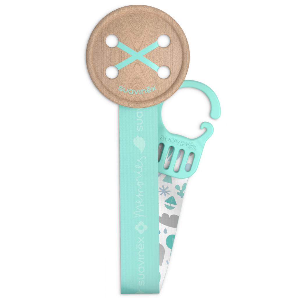 Кліпса для пустушок Suavinex Memories Історії малюків із атласною стрічкою м'ятна (307233) - зображення 1
