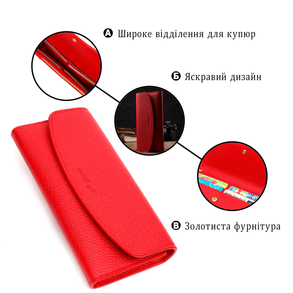 Гаманець Tony Bellucci З натуральної шкіри Червоний (21969) - зображення 4